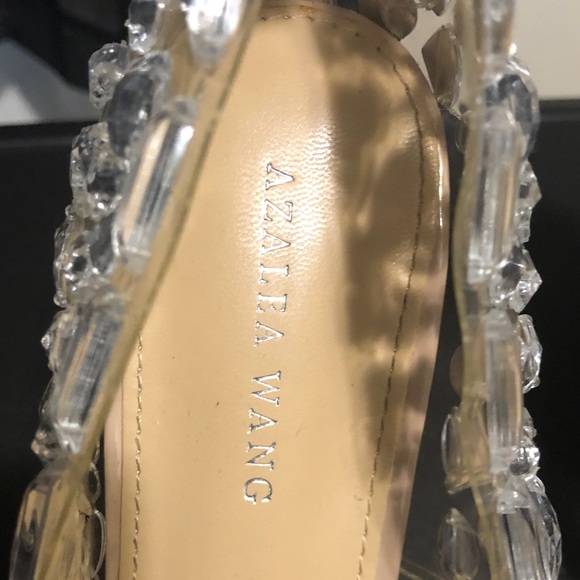 Crystal-Embellished Clear Slingback Heels - Clear/Gold Insole - Picture 2 of 4